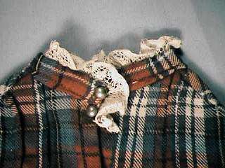Glen Plaid Doll Jacket High Collar Brass Buttons  