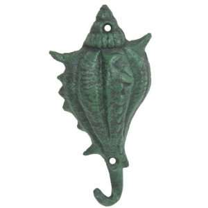  Nautical Coastal Verdi Cast Iron Conch Shell Wall Hook Peg 