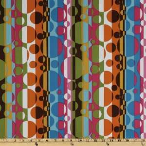  44 Wide Flower Child Circle Stripe Creamsicle Fabric By 