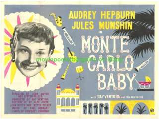 MONTE CARLO BABY MOVIE POSTER AUDREY HEPBURN B.QUAD  