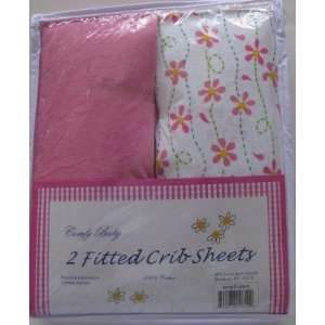 2 Girls Comfy Baby Fitted Crib Sheets Pink   Flowers 
