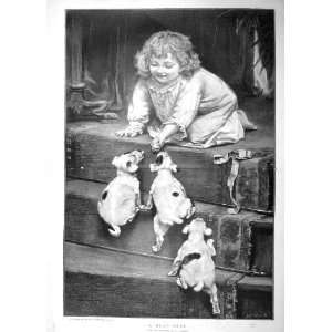   DEAD HEAT LITTLE GIRL PUPPY DOGS STAIRS ELSLEY ART