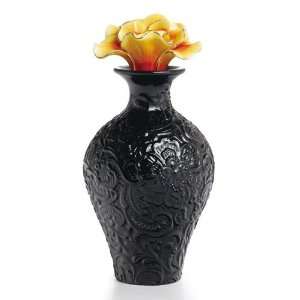  Franz Fragrant Flower Black with Yellow Flower Porcelain 