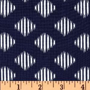  44 Wide Anchors Away Diamond Ikat Navy Fabric By The 
