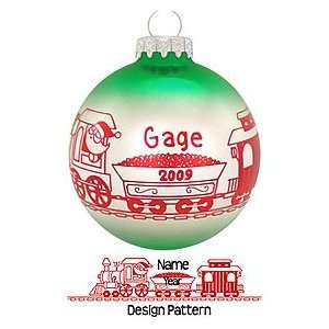 Personalized Santa Train Glass Ornament 
