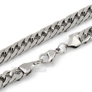 8MM MENS Curb Silver Tone Stainless Steel Necklace Chain KN81  
