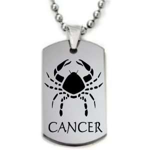 Cancer Zodiac Hoscope Dogtag Pendant Necklace w/Chain and Giftbox