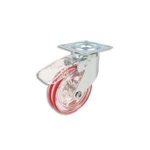 Cool Casters   Acrylic Modern Caster, Clear with Red Rings, Chrome 