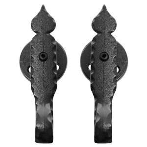  Pair of Cast Iron Spear Tip Shutter Dogs   Post Mounted 