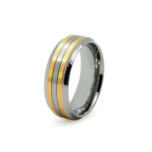    Titanium Wedding Band with Gold Inlay Center Double Strip Jewelry