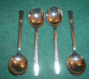 Wm. A. Rogers 4 Soup Spoons Lady Drake 1940 Oneida Ltd  
