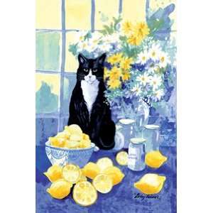 Lemon Cat Linen Tea Towel 