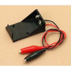 Battery Holder 9V With Alligator Clips 12in Leads for Physics  