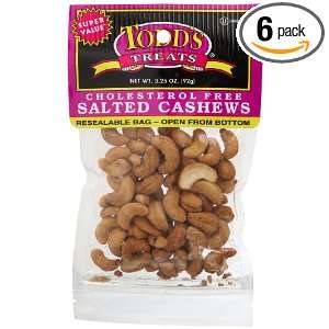 Todds Incorporated Cholesterol Free Salted Cashews, 3.25 Ounce Bags 