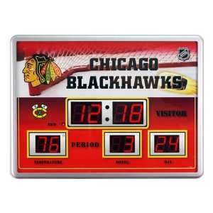  Chicago Blackhawks Scoreboard Clock w/ Thermometer Sports 