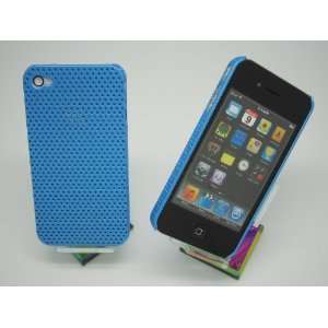  iPhone 4 4S Light Blue Perforated Net Hard Case Cover + Free Clear 