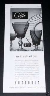 1949 OLD MAGAZINE PRINT AD, FOSTORIA GLASS, COLONIAL DAME  