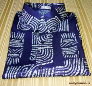 Mens Patterned Thai Silk Shirt / Short Sleeve / M XXXL  