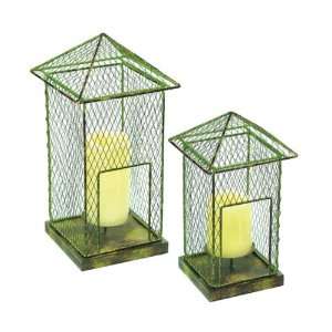  Metal Square Cage Pillar Candle Holders, Set of 2