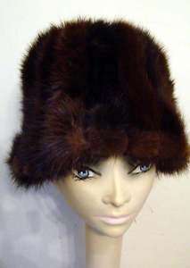 Vintage Mahogany Mink Bucket Cloche Hat  
