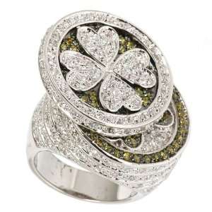  Spinning Olivine & White Clover Ring Jewelry