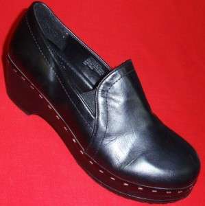   Womens DOCKERS FILIPINA Black Leather Clogs Casual Dress Office Shoes