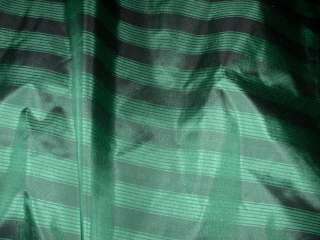 Dark Green Stripe Silk Tissue Taffeta fabric 54 wide  