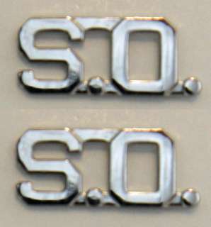 SILVER Special Security Officer S.O. Collar Brass Pins  