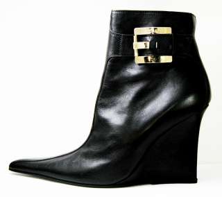 950 NIB Gianni Versace Wedge Stilletto Black Boots 38  