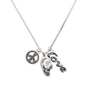  Large Silver Skull, Peace, Love Charm Necklace [Jewelry] Jewelry