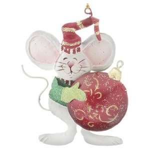  Mouse Holding Red Ornament Christmas Ornament