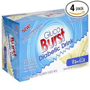 GlucoBurst Diabetic Nutritional Drink, Vanilla, Case of Four   6 Packs 