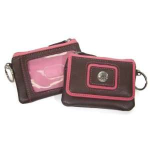   Pink Collegiate ID key ring wallet w/ Silver Emblem