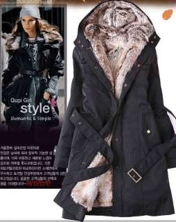New Fashion Womens 2 IN 1 Warm Hooded Faux Fur Winter Long Zipper 