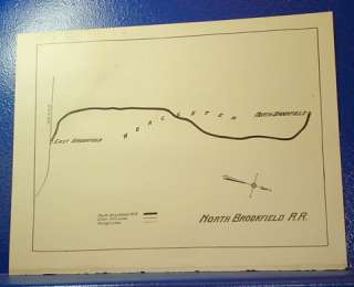 1922 NORTH BROOKFIELD RAILROAD Route Map++/MA  