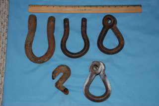 CLEVIS hooks farm hitch and a chain hook good usable grab hood 