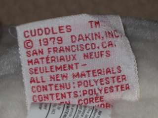   name cuddles type white plush teddy bear date of manufacture 1979 tags
