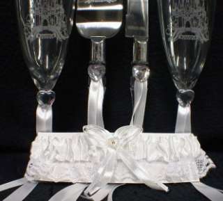 Fairytale Castle wedding LOT Glasses Cake Knife Server  