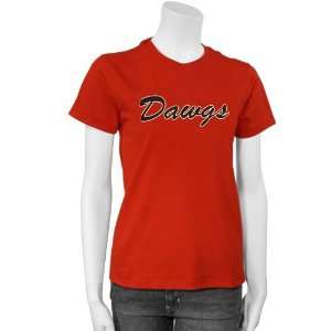 Georgia Bulldogs Red Ladies Script T shirt  Sports 