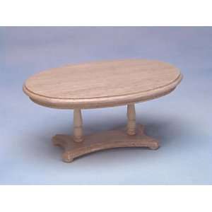    Dollhouse Miniature Oval Pedestal Table, Oak 