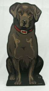   Life Size Painted Dog Chocolate Labrador Wood Statue Plaque Sign Easel