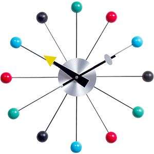 Retro Mid century Modern   Multi Colored Ball Clock Vitra George 