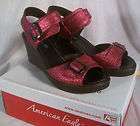 American Eagle DIY altered glitter pink brown platform wedge sandals 8 