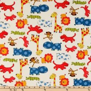   Baby Safari Animals White Fabric By The Yard Arts, Crafts & Sewing