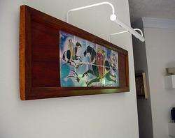   ABSTRACT STYLIZED MID CENTURY MODERNIST LARGE TILE WALL ART *BATTLE