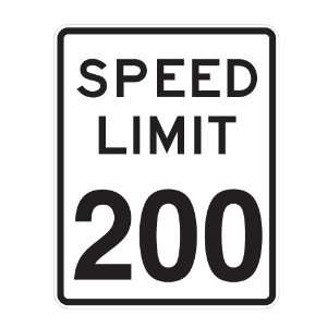 200 MPH Speed Limit Street Sign Repositionable Wall Decal 20x25 Home 