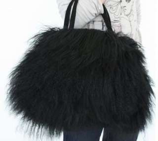 New large real long lamb fur/mongolian fur bag handbag on sale(multi 