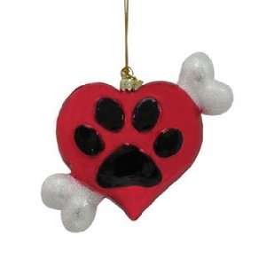  Dog Bone through Heart Christmas Ornament