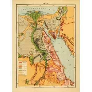1903 Lithograph Antique Map Egypt Geological Resource Locations 