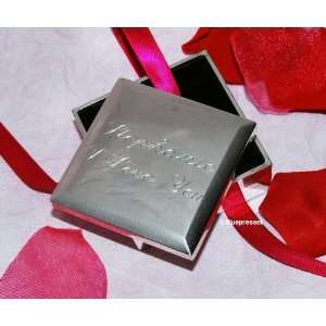  PERSONALIZED Silver Square Jewelry Box Case Engraved 